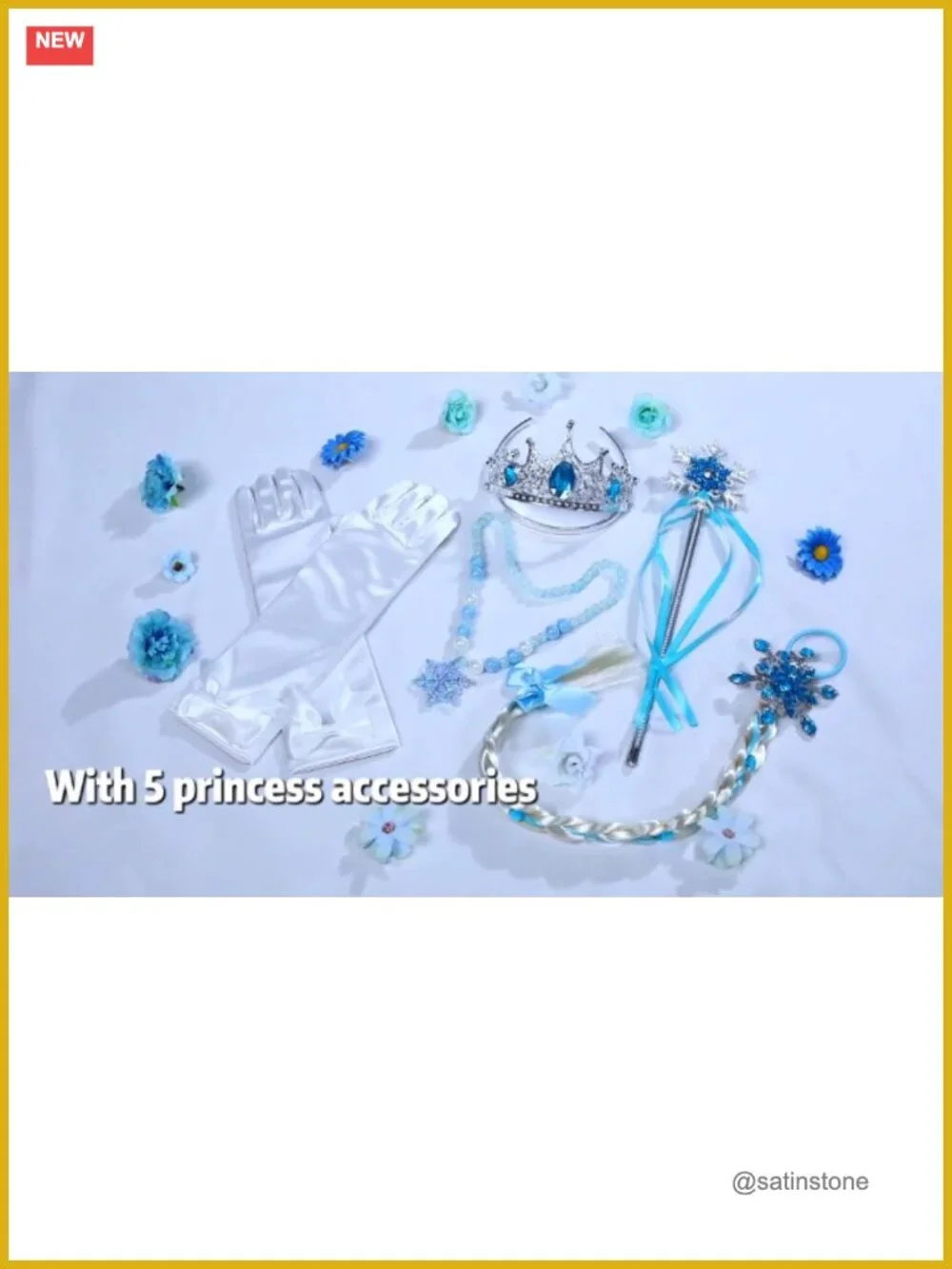 Light Up Princess Costume Dress with Cape, Wand & Crown for Girls